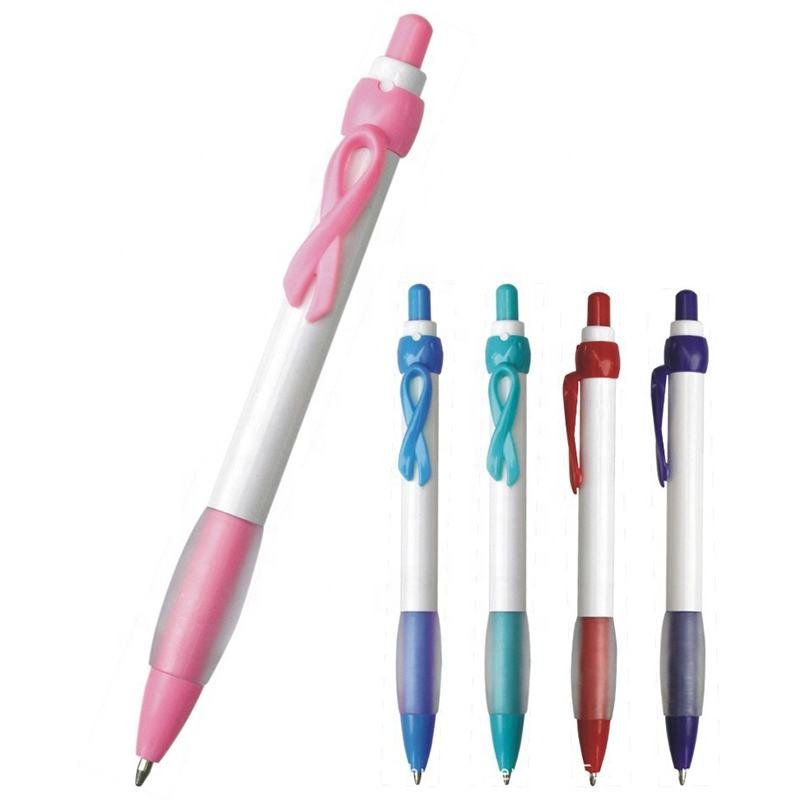 Pink ribbon bow clip ballpoint pen Red Cross AIDS public welfare breast cancer auxiliary advertising retractable pen
