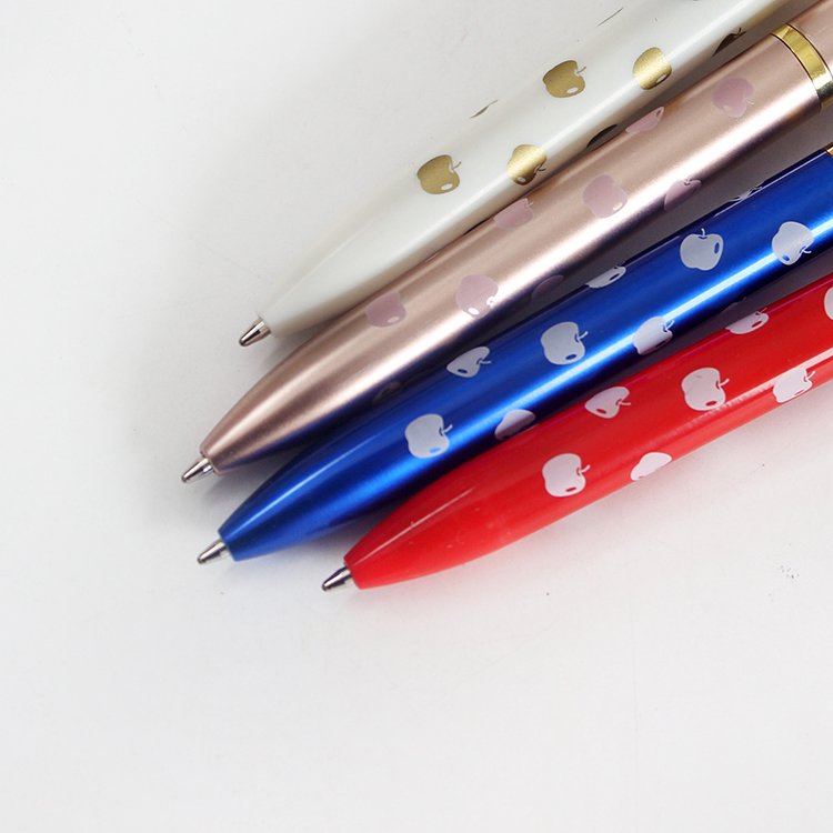 Wholesale prints pattern with apple on the holder ball pens shining crystal ballpoint pen hot sales promotion.