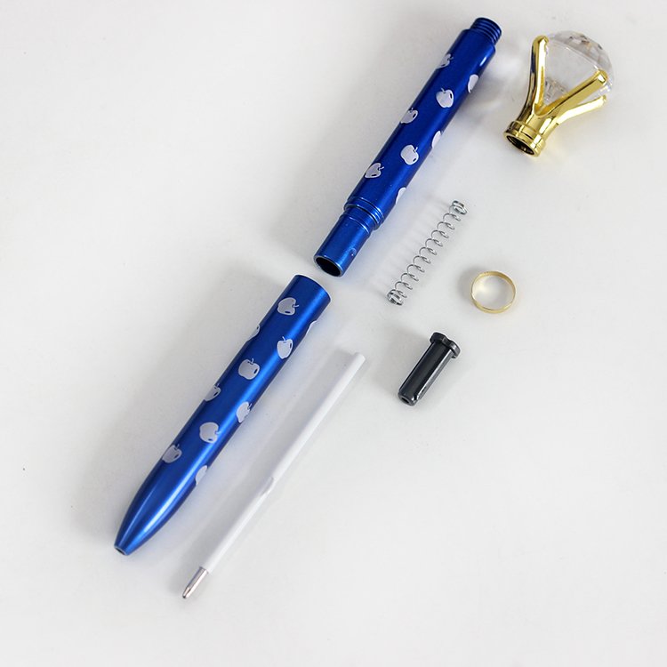 Wholesale prints pattern with apple on the holder ball pens shining crystal ballpoint pen hot sales promotion.