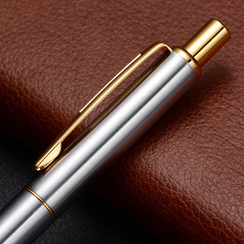 new Pretty good design click promotional ballpoint pen silver color with special oblique metal clip