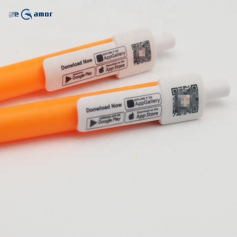 Zeamor Promotional Products Cheap Soft Rubber Grip Plastic Orange Ballpoint Pen With Custom Logo