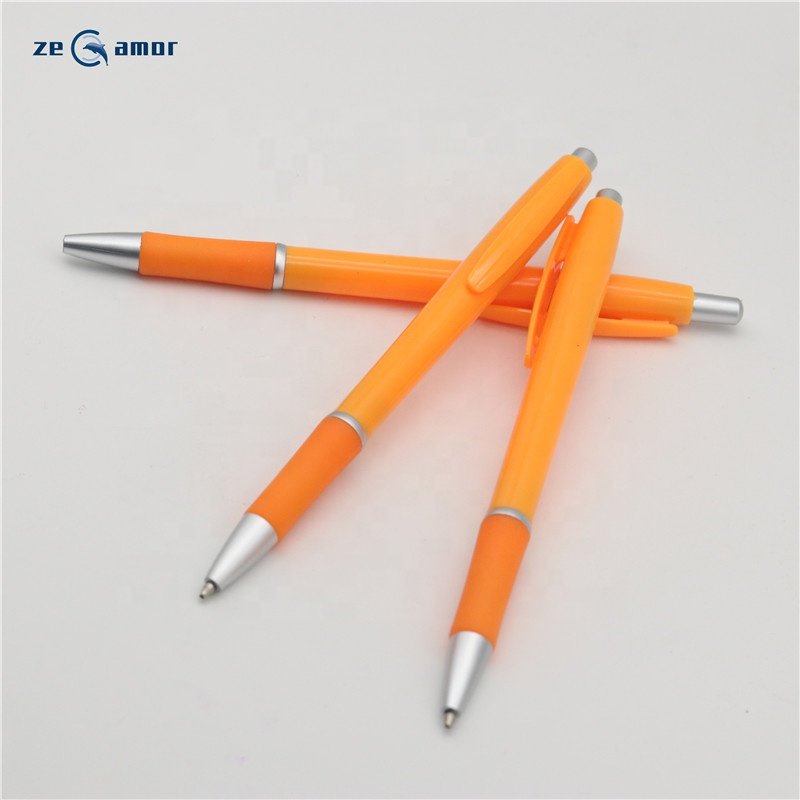 Zeamor Promotional Products Cheap Soft Rubber Grip Plastic Orange Ballpoint Pen With Custom Logo