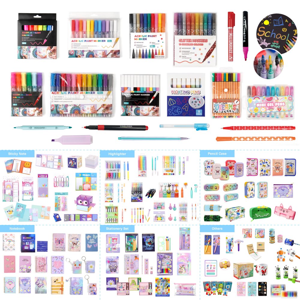 6-Color Retractable Pen Soft PVC Cartoon Clip Fun Multi-Colored Ballpoint Ink Kids Students Fun Dinosaur Rainbow Ice Cream