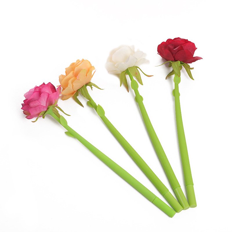 Rose Creative Ballpoint Pen Fun Stationery Simulated Flower Pen Wedding Sign in Pen Manufacturer Wholesale