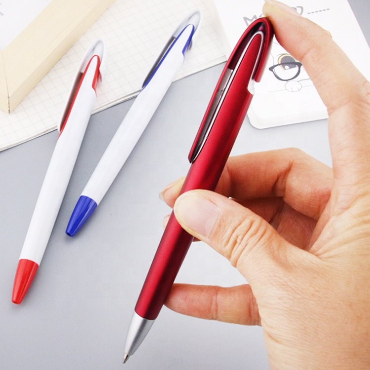 Cheap white blank plastic press ball pen customized sublimation ballpoint pen for office school and promotion supply