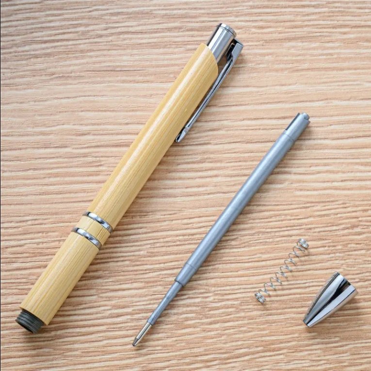 2024 Most Popular Plastic Advertising Yellow Bamboo Ballpoint Pen 1000pcs Stock Small Order Logo Sport Pen 1.0mm Writing Gifts