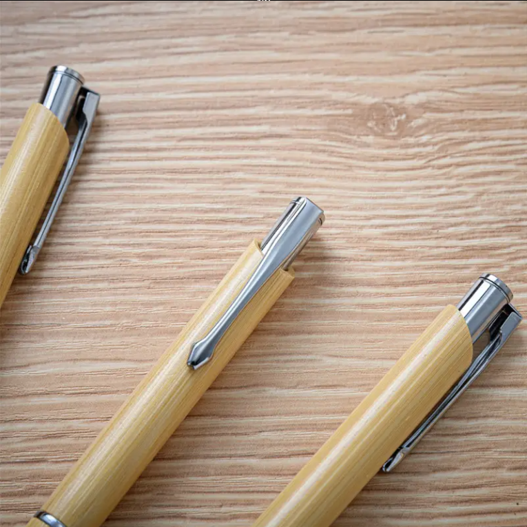 2024 Most Popular Plastic Advertising Yellow Bamboo Ballpoint Pen 1000pcs Stock Small Order Logo Sport Pen 1.0mm Writing Gifts