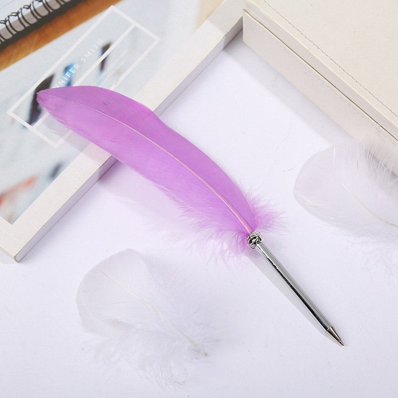 Amazon top seller 2020 Calligraphy Quill Pen Colorful Feather Ballpoint Pen