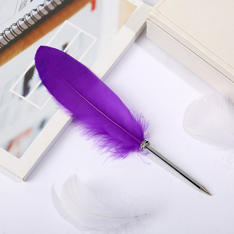 Amazon top seller 2020 Calligraphy Quill Pen Colorful Feather Ballpoint Pen