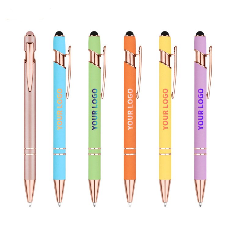 Very cheap multi-color ballpoint pen with logo for custom promotion lightweight thin stem