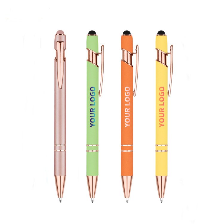 Very cheap multi-color ballpoint pen with logo for custom promotion lightweight thin stem