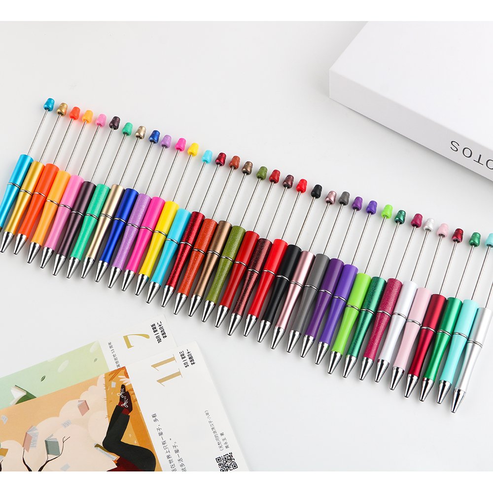 Cute Multicolour DIY Beaded Pens for Student Plastic DIY Handmade Bead Ballpoint Pens Wedding Gift Pen School Office Supplies