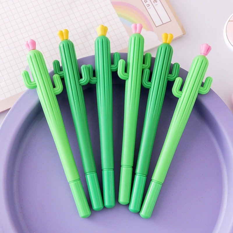 School Stationery Supplies Cactus Shaped Neutral Pen Student Season Gift Ballpoint Pen Wholesale Office Supplies