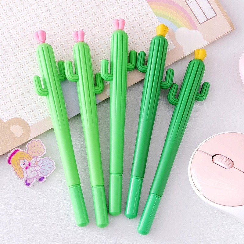 School Stationery Supplies Cactus Shaped Neutral Pen Student Season Gift Ballpoint Pen Wholesale Office Supplies