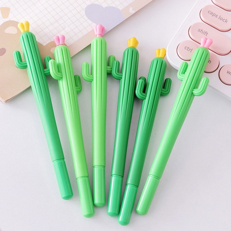 School Stationery Supplies Cactus Shaped Neutral Pen Student Season Gift Ballpoint Pen Wholesale Office Supplies