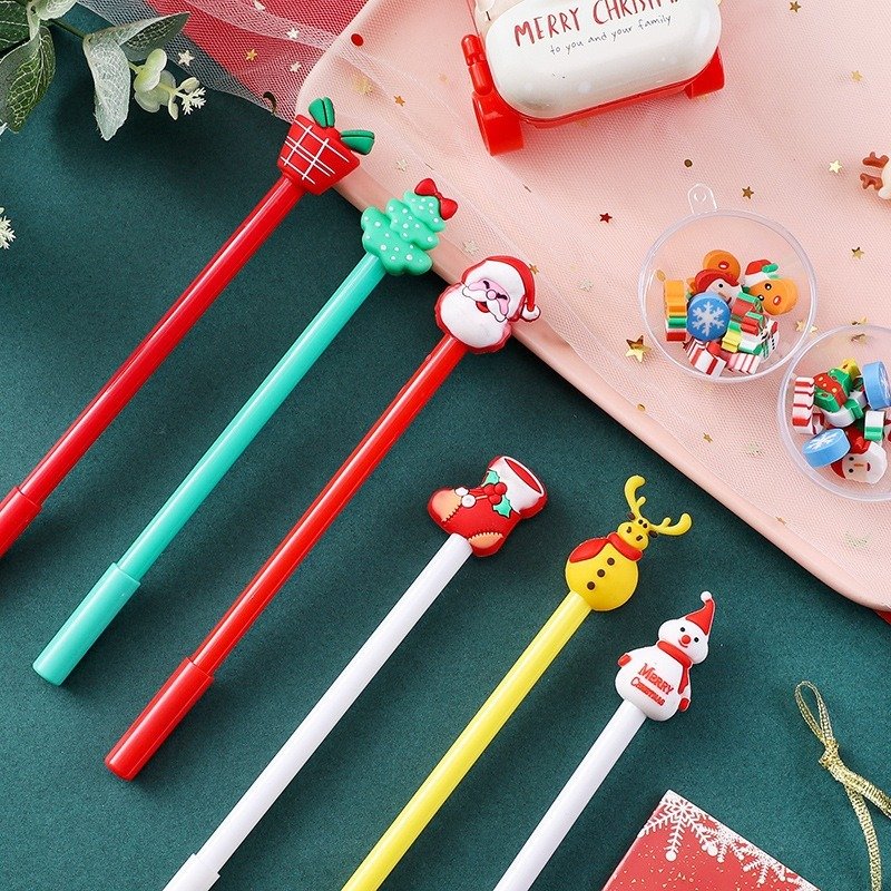 Christmas Student Gifts Stationery Supplies Black 0.5mm Creative Neutral Pen Cartoon Christmas Ballpoint Pen