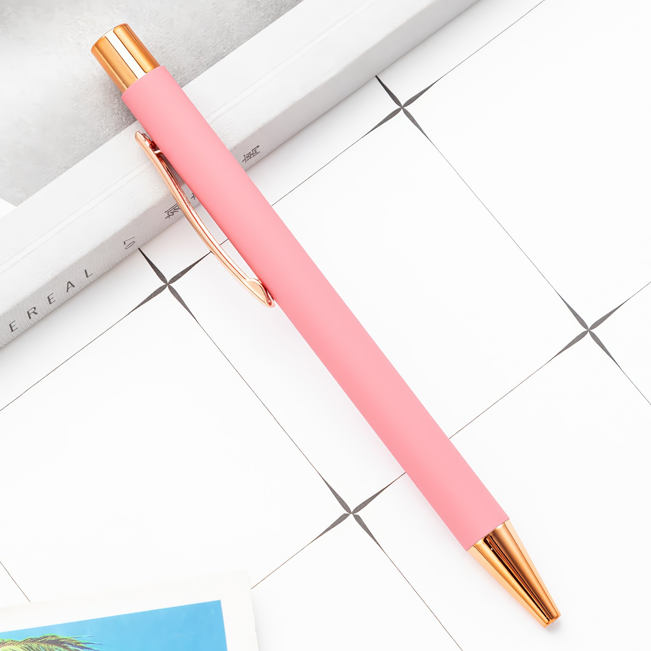 OEM Custom Logo Novelty Rubber Metal Ballpoint Pen 1.0mm Nib Business Office School Stationery Advertising Promotional Gift