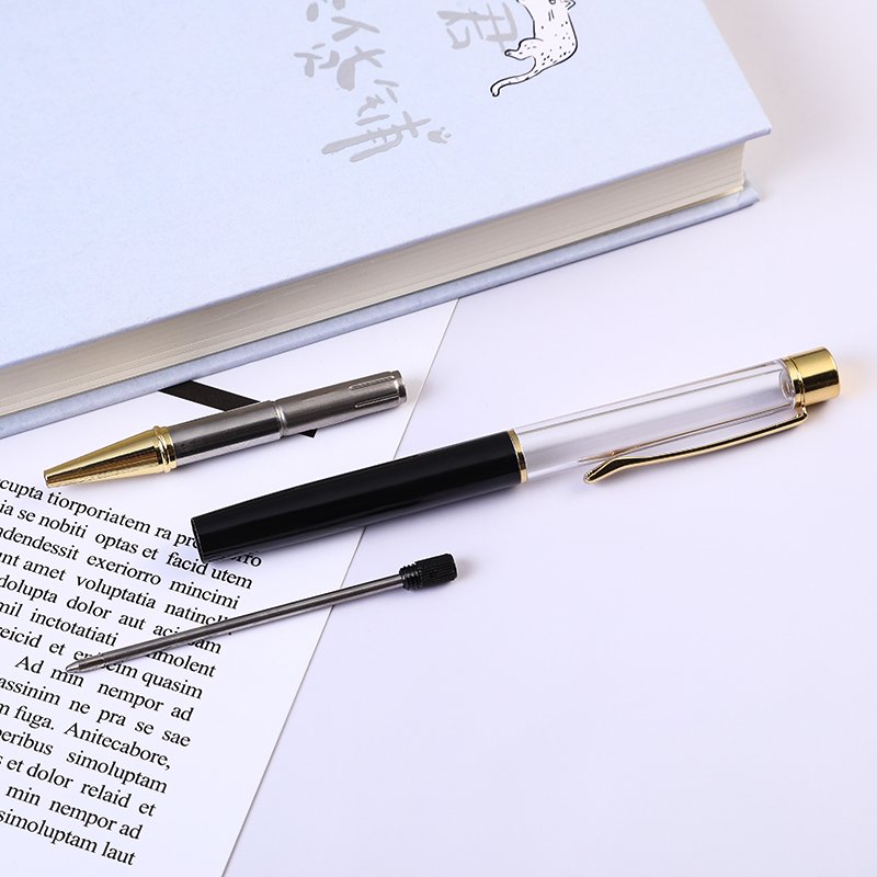 Promotional design pen glitter power shell crystal dry flower diamond filled diy 3D oil pen empty tube herbarium DIY pen