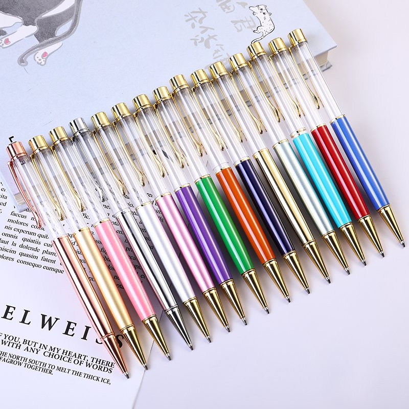 Promotional design pen glitter power shell crystal dry flower diamond filled diy 3D oil pen empty tube herbarium DIY pen
