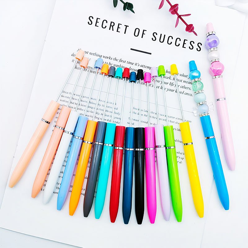 New Design Ballpoint Pens Black Ink Diy Personalized Gift School Office Writing Supplies Stationery Plastic Beaded Pens