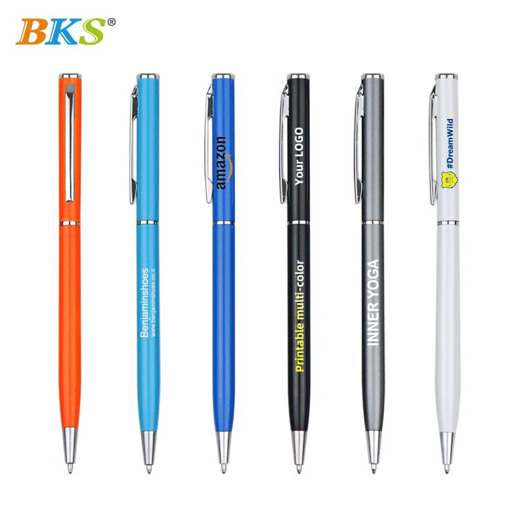 Hot sell gift promotion metal roller pen customized logo slim body advertising pen