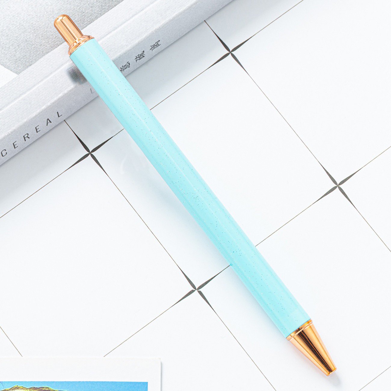 Custom Logo High-Appearance Metal Ballpoint Pen with New Creative Glitter Powder Stylish Stationery for Students Stock Available