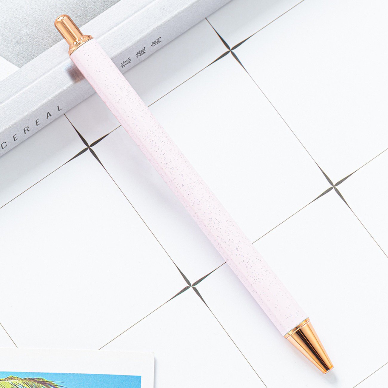 Custom Logo High-Appearance Metal Ballpoint Pen with New Creative Glitter Powder Stylish Stationery for Students Stock Available