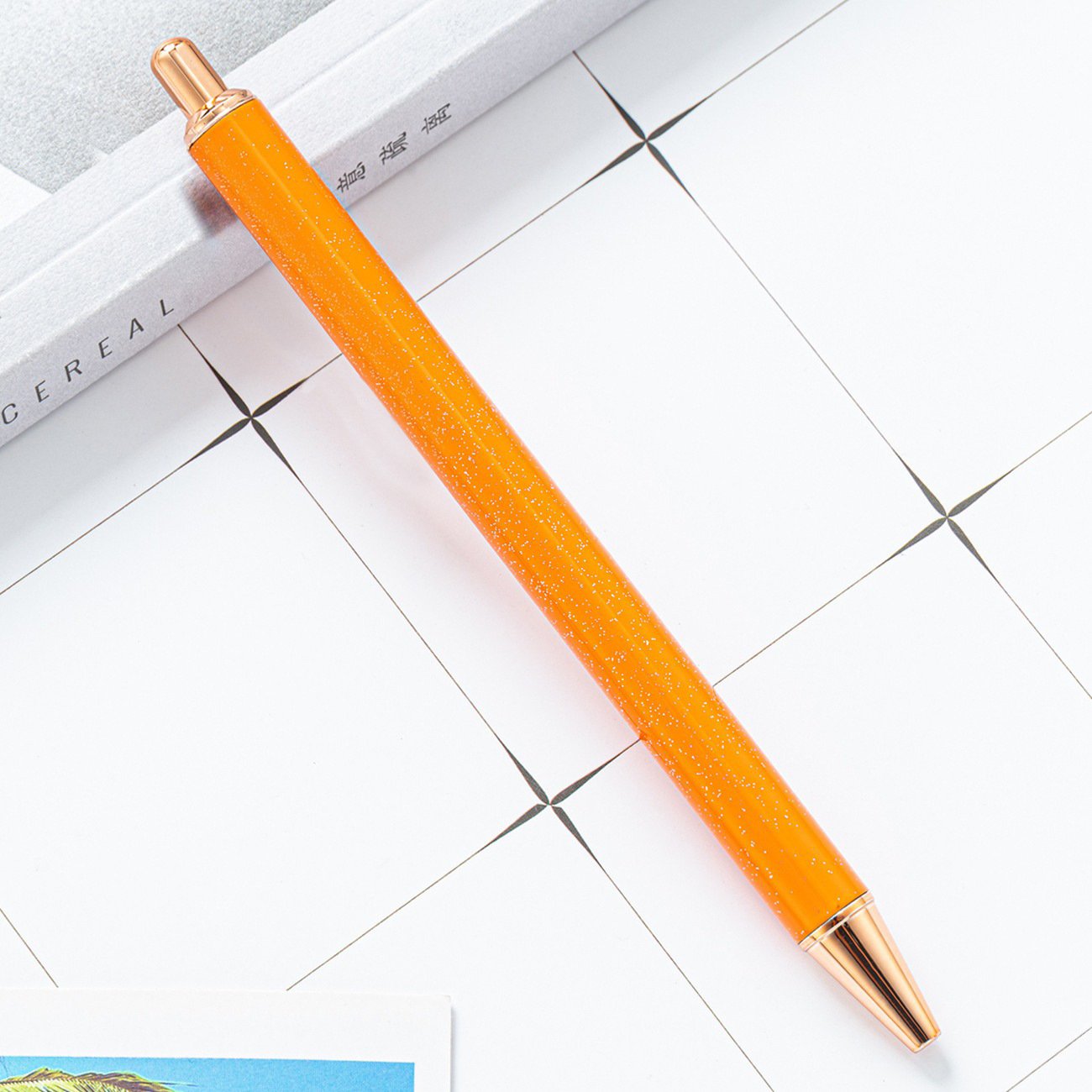 Custom Logo High-Appearance Metal Ballpoint Pen with New Creative Glitter Powder Stylish Stationery for Students Stock Available