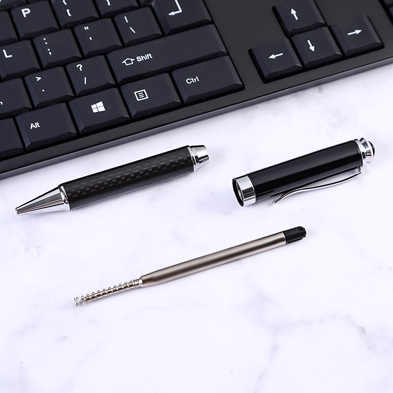 Luxury heavy logo customized metal roller ball pen carbon fiber pen Biro Ballpoint Pen