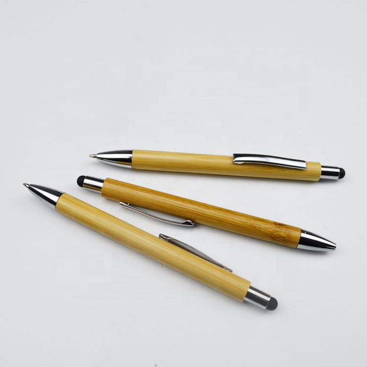 Eco pen Friendly Wood touch Bamboo Ball Pen With stylus Custom Logo Printing Promo Pen
