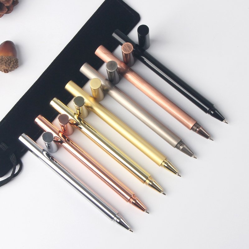 Promotional Liquid Gel Ink Pen Brass Pen Gold Color Metal Heavy Gift Copper Luxury Black Ballpoint Pen