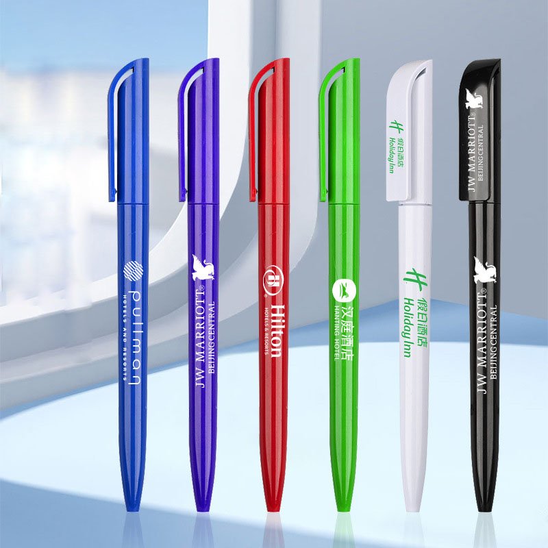 Multicolor twisty Ballpoint Pen plastic Barrel custom logo promotional Writing Pen for hotel advertisement