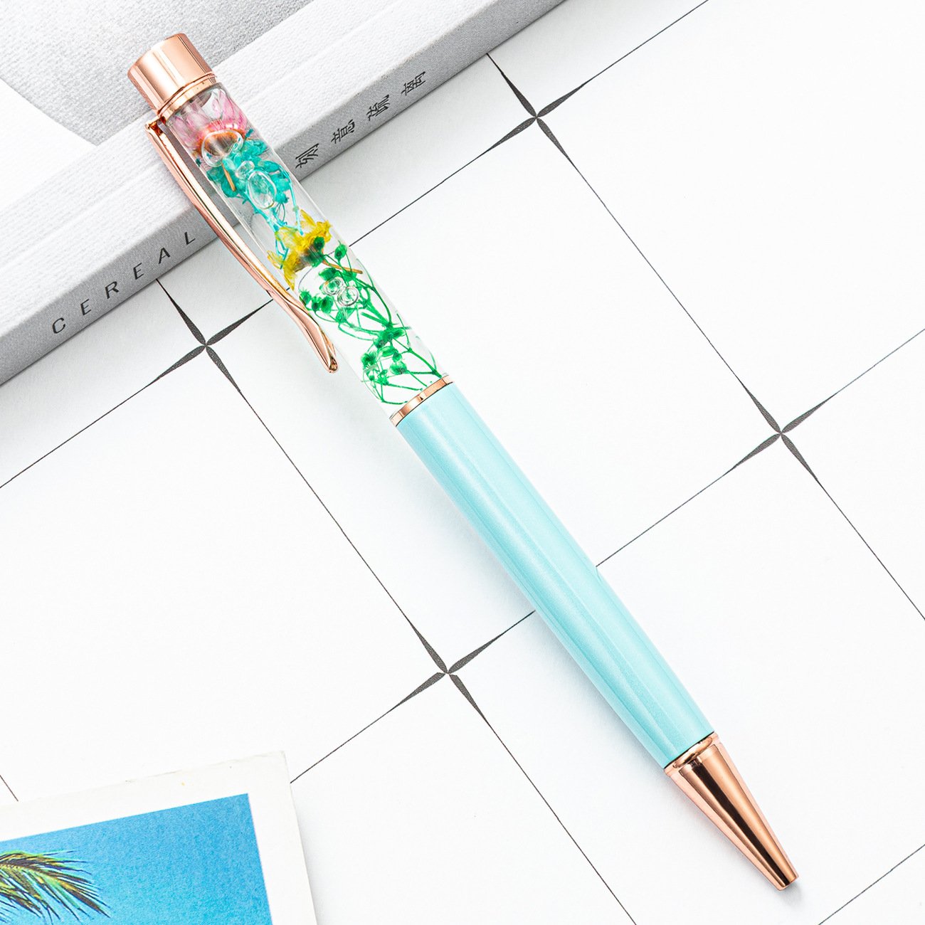 Promotional Gift Stationery Set Ballpoint Pens liquid Full Flower Design Pen Custom With Logo Metal Roller Gel Pen