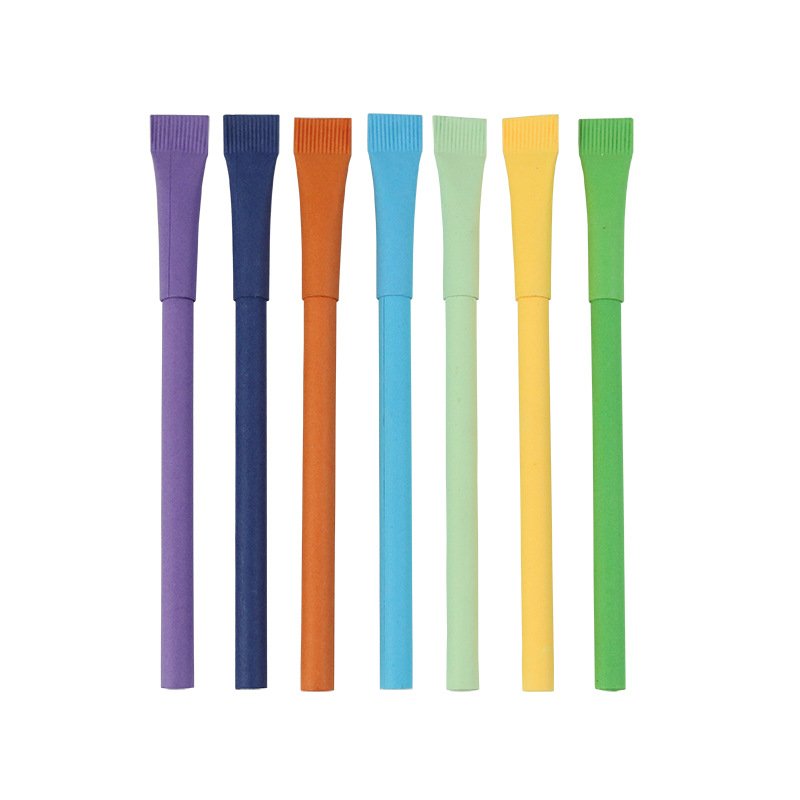 Stationery&School supplies eco friendly biodegradable pulping recycled pen full kraft rolling paper pen with logo printed