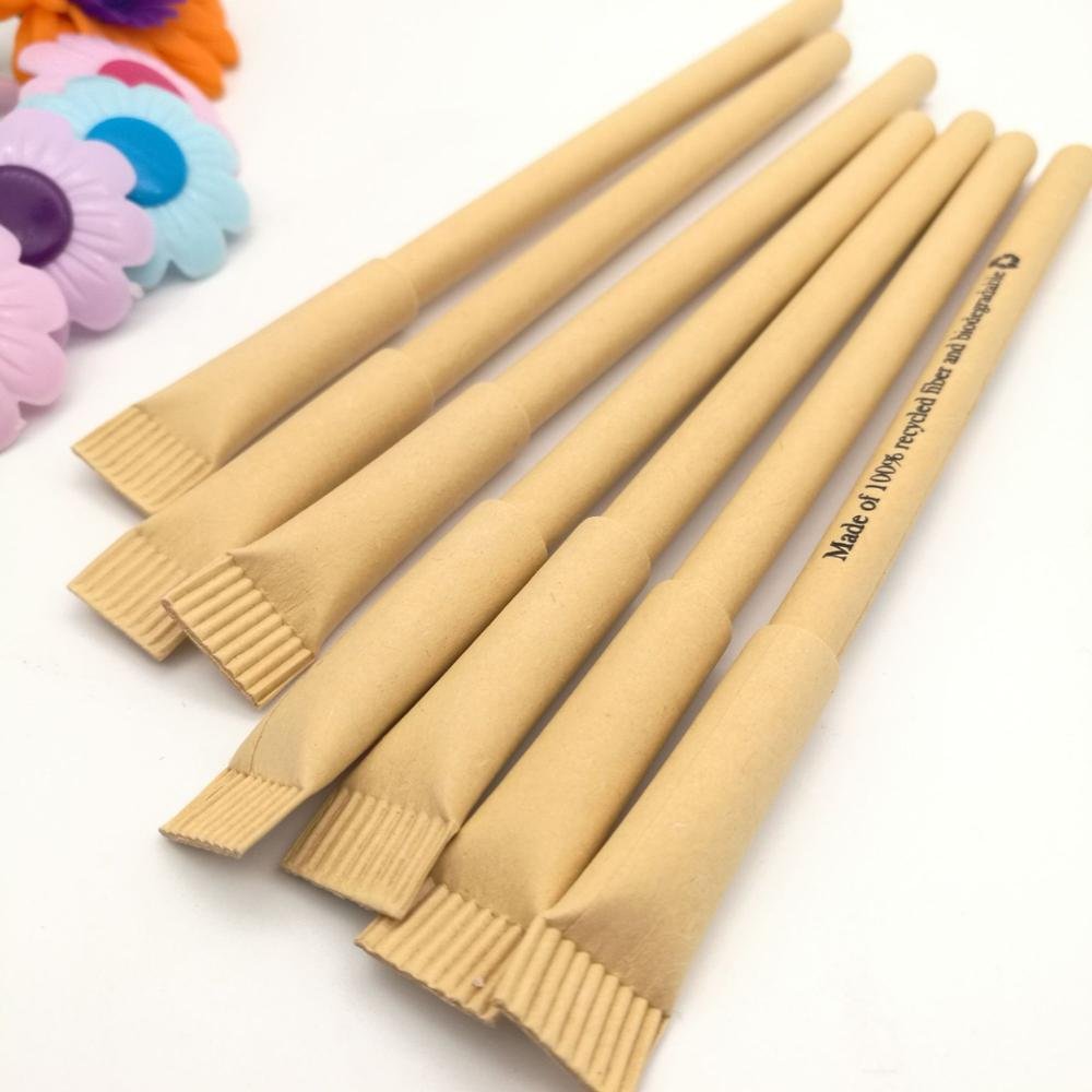 Stationery&School supplies eco friendly biodegradable pulping recycled pen full kraft rolling paper pen with logo printed