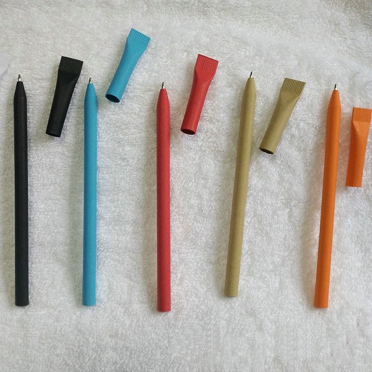 Stationery&School supplies eco friendly biodegradable pulping recycled pen full kraft rolling paper pen with logo printed