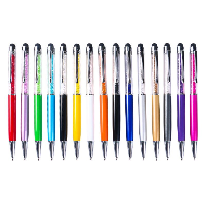 SHULI Penna Touch Novelty Crystal Metal Ballpoint Pen Colorful Crystal Filled Pens Diamond Crystal Pen With Customised logo