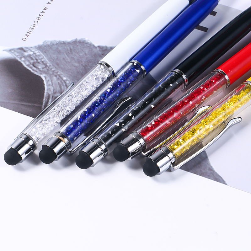 SHULI Penna Touch Novelty Crystal Metal Ballpoint Pen Colorful Crystal Filled Pens Diamond Crystal Pen With Customised logo