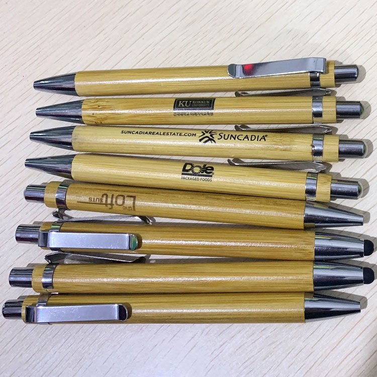 custom logo Eco friendly wood bamboo Ball pen