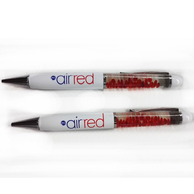 Manufacturers Supply Cheap Price 3D Red Cells Floater Liquid Pens Smooth Metal Write OEM Ballpoint Pen Novelty Body Type Gift