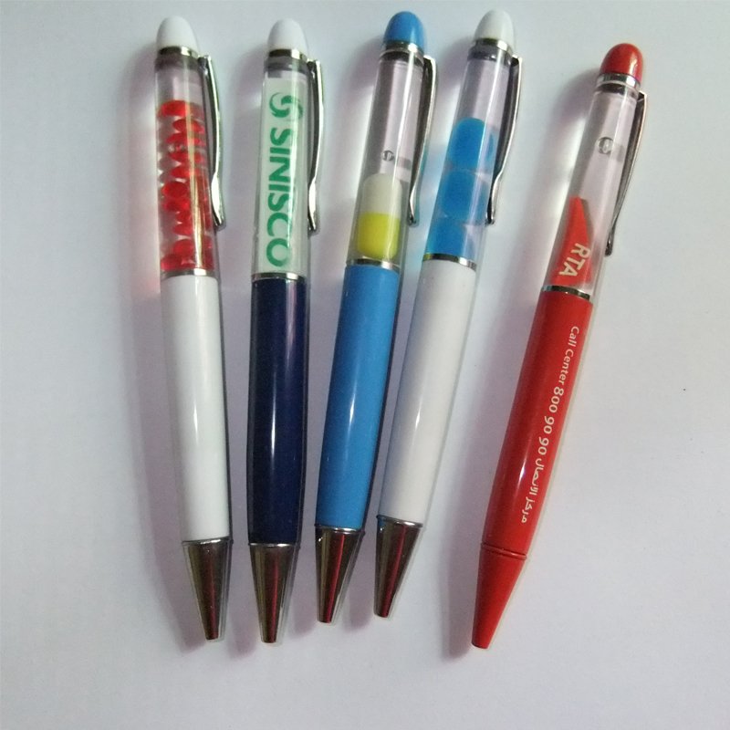 Manufacturers Supply Cheap Price 3D Red Cells Floater Liquid Pens Smooth Metal Write OEM Ballpoint Pen Novelty Body Type Gift