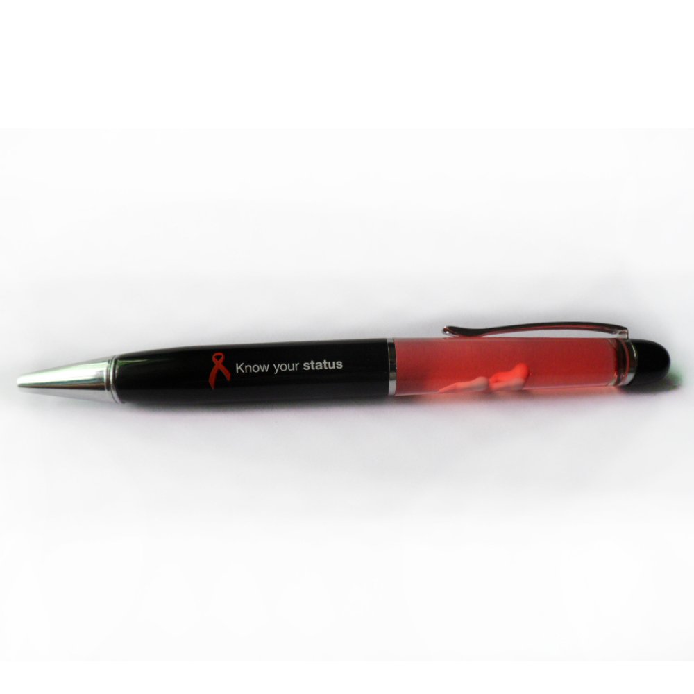 Manufacturers Supply Cheap Price 3D Red Cells Floater Liquid Pens Smooth Metal Write OEM Ballpoint Pen Novelty Body Type Gift