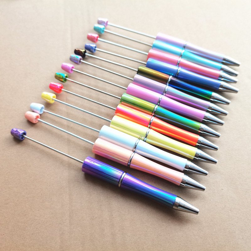 UV gradient DIY beads school office writing ball point pens plastic ballpoint pen custom beaded pens
