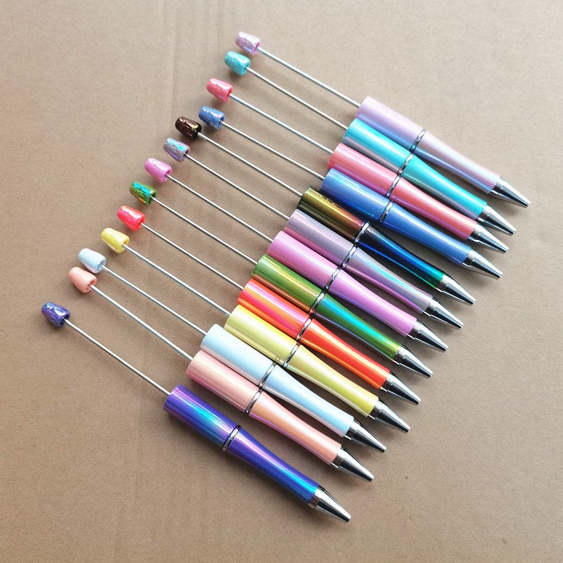 UV gradient DIY beads school office writing ball point pens plastic ballpoint pen custom beaded pens
