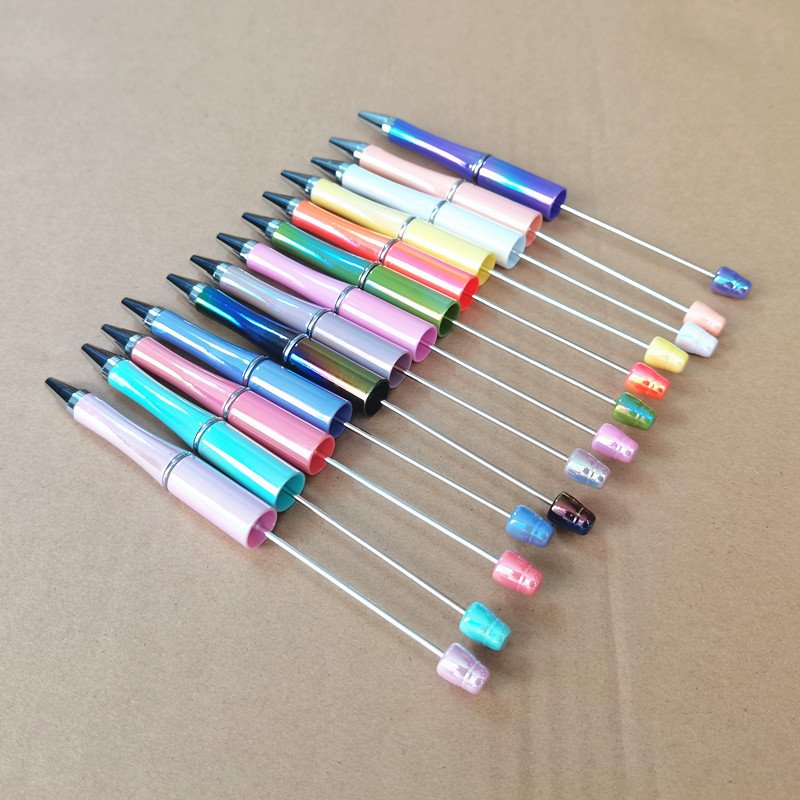 UV gradient DIY beads school office writing ball point pens plastic ballpoint pen custom beaded pens