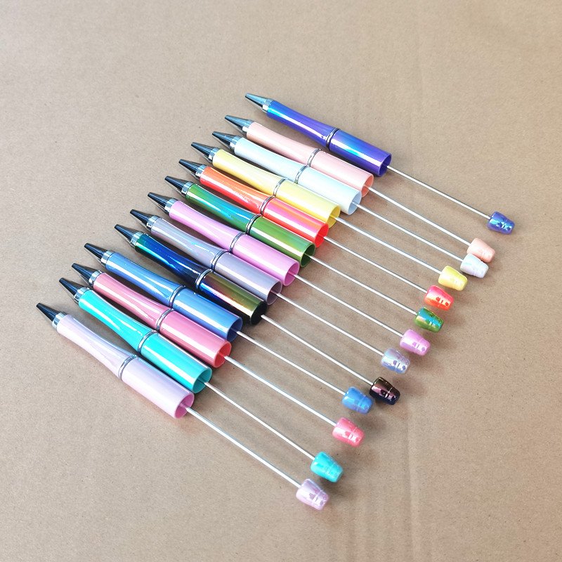 UV gradient DIY beads school office writing ball point pens plastic ballpoint pen custom beaded pens