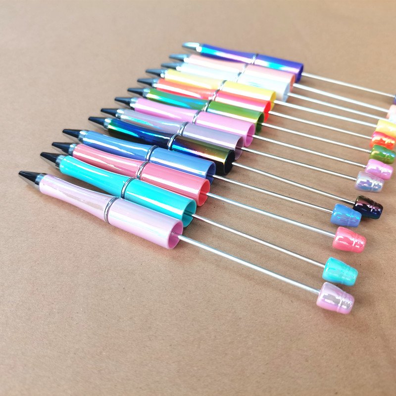 UV gradient DIY beads school office writing ball point pens plastic ballpoint pen custom beaded pens