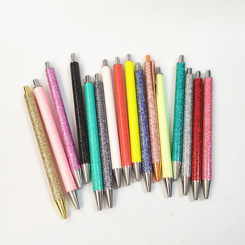 PU Bling Glitter PU New Fashion Color Bling Glittering Clip Pen Blanks Rainbow Gradient Colors Ball Pen For UV DTF Pen Wrap