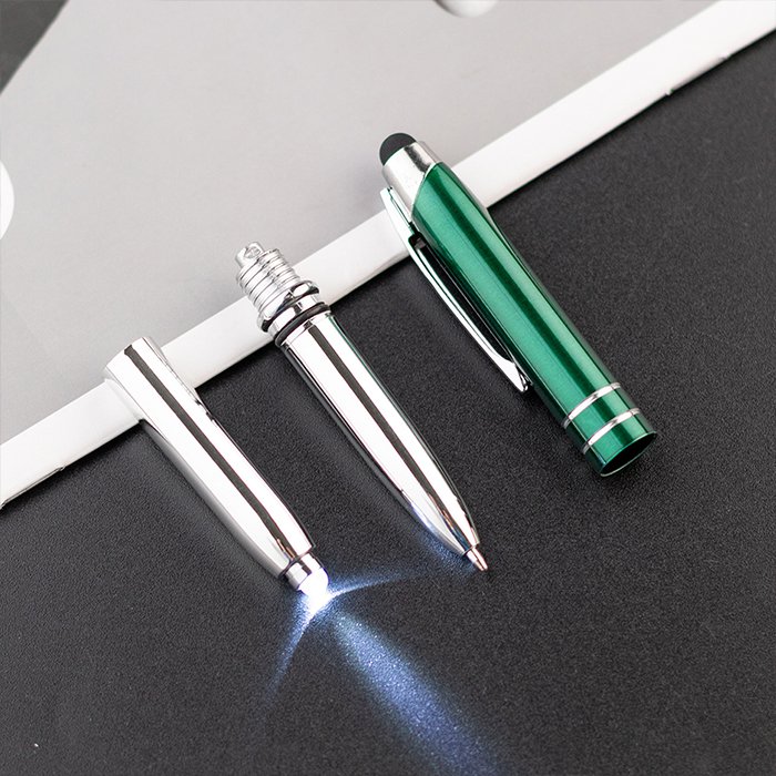 3 in 1 multifunction stylus customized wedding bulk ballpoint pens with light