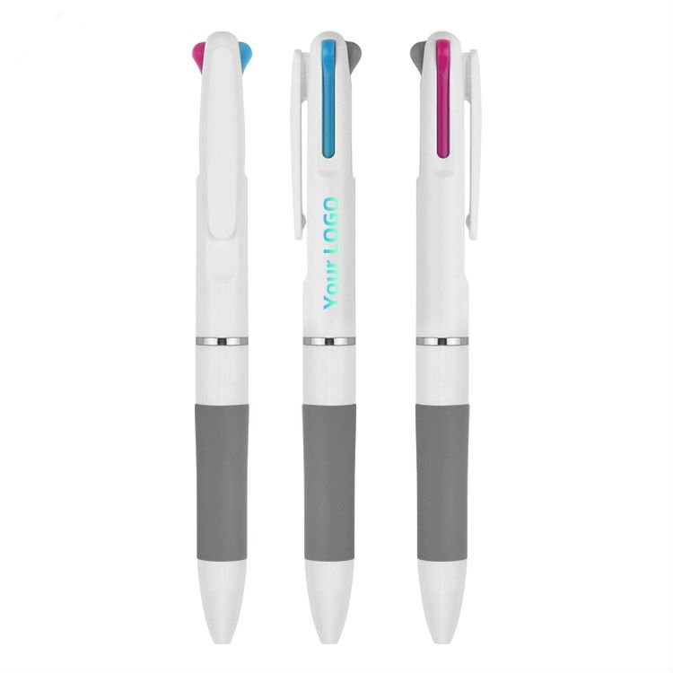 Bulk triple-function fine-point ballpoint pens with custom logo for promotion